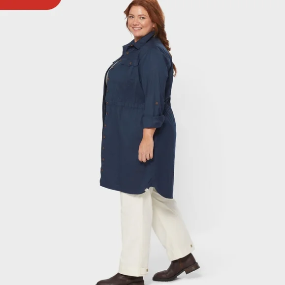 DULUTH TRADING CO HEMP SHIRT DRESS NAVY CURVY PLUS PREPPY CLASSY elegant Y2k - Picture 4 of 16